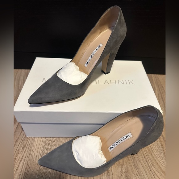 Manolo Blahnik | Shoes | Manolo Blahnik Grey Suede Pumps Worn Only Once ...